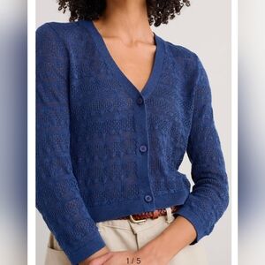 NWT Seasalt Cornwall Sweet Day Pointelle Stitch Organic Cotton Cardigan